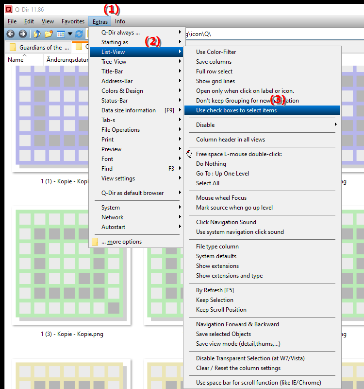 How do I use check boxes to select items